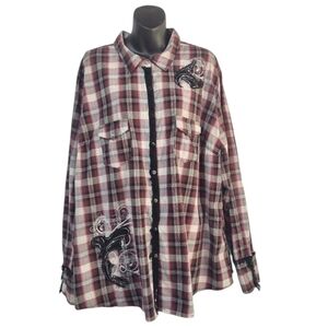 Maurices Premium Women's Western Design Plaid Button Down Shirt Size 4 (XXL)